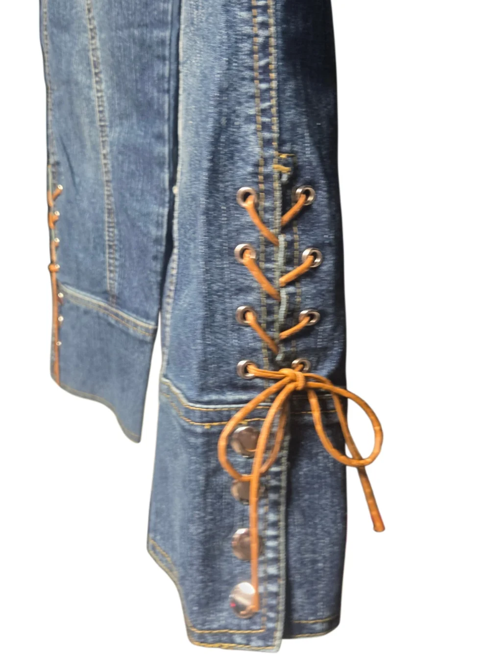Y2k Deadsrock Blue Lace-Up Capri Jeans!